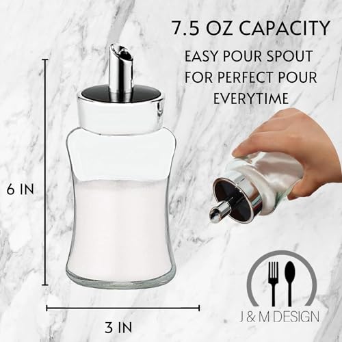 J&M DESIGN 2-Pack Sugar Dispenser w/Pour Spout Shaker Sugar Container Coffee Bar Accessories Organizer Essentials Powdered Creamer Baking Supplies Lid Pourer 7.5oz Glass Jar Bowl Salt Dish Holder - Thumbnail 3