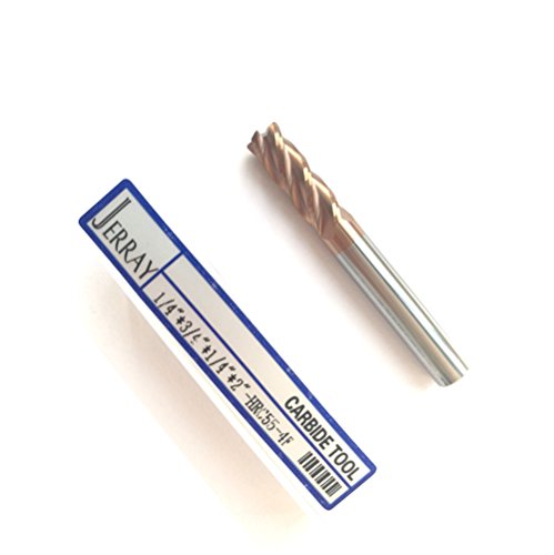 Jerray Solid Carbide Radiused Corner End Mill, Hrc55 With Tialn Coated, 4 Flutes, 1/4" Diameter, 3/4" Cutting Length, 2" Oal, 0.020" Radius Router Bits #TOP1