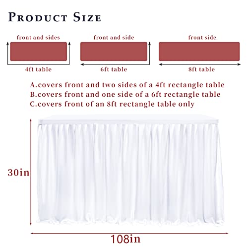 4 Pack White Table Skirt For Rectangle Tables 9Ft Polyester Table Skirt Pleated Ruffle Table Decorations For Birthday Party Banquet Trade Wedding Bridal Shower Home #TOP1