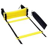 VOYAGO Koordinationsleiter 6m für Fussballtraining inkl, 12 Sprossen Sport Trainingsleiter Ladder Dauerhafte Fußball Koordinationsleiter mit Tasche (Schwarz)