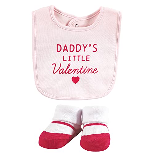Image of Hudson Baby Unisex Baby Cotton Bib and Sock Set, Be Mine Valentine, One Size