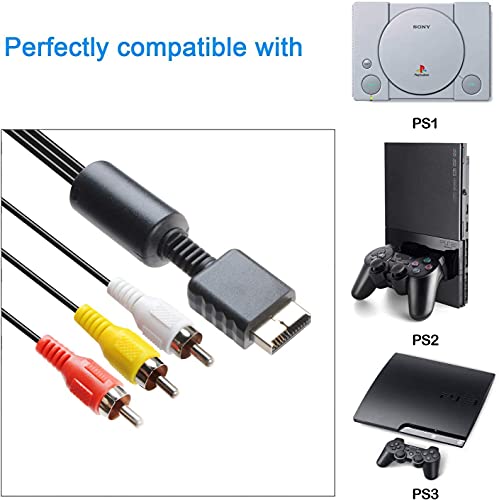 Image of Porro fino PS2 & PS3 AV CVBS to 3RCA Cable For Sony Ps2 & Ps3 (ITS NOT A HDMI CABLE ONLY COMPATIBLE ONLY WITH PLAYSTATION) [video game] [video game],Black