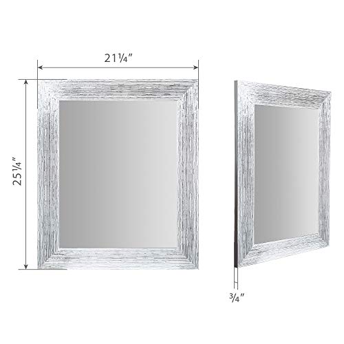 Everly Hart Collection Textured Framed Wall Mounted Accent Mirror, 16" X 20", White #TOP5
