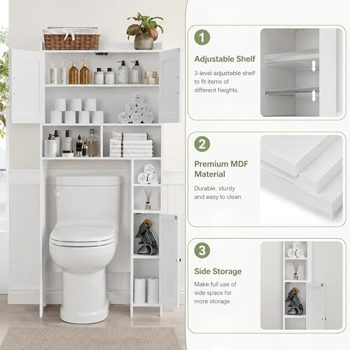 Homhedy-Wooden-Over-The-Toilet-Storage-Cabinet-with-Barn-Door-Freestanding-Bathroom-Storage-Toilet-Paper-Holder-Adjustable-ShelfSpace-Saving-Farmhouse-Style-White
