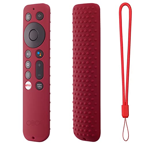 Oboe Silicone Tv Remote Cover Compatible with Oneplus Tv Remote Q Series/U Series / Y1S / Y1S Edge Smart LED TV Remote Protective Case with Loop (Wine Red) [Remote NOT Included]