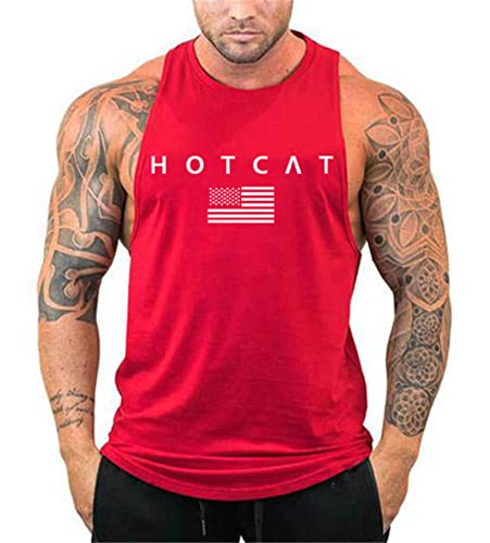 HOTCAT Canotta Uomo Bodybuilding Canotta Canottiere Uomo Cotone Sportivo Canotterie Canotta Uomo Palestra Palestra Muscolo Formazione Tank Top