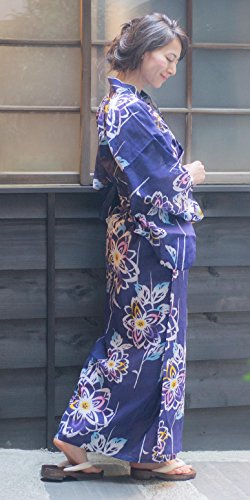 Kimura Jitsugyo Women\'s Kyoto Traditional Easy Wearing Kawaii Yukata Robe(Japanese Casual Kimono) Aurora Cherry blossoms Set 2 Medium Woman