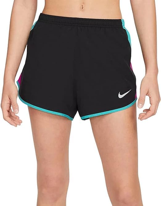 Nike Women's Dry 10K Running Shorts (US, Alpha, Large, Regular, Regular, Black/Laser Blue/Orange)