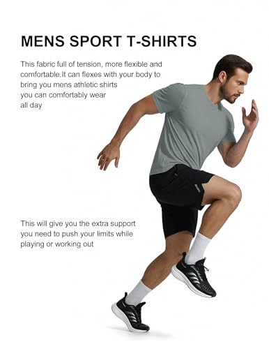COOFANDY Men's Workout T-Shirts 3 Pack Quick Dry Moisture Wicking Athletic Shirts Crew Neck T Shirts — view 3
