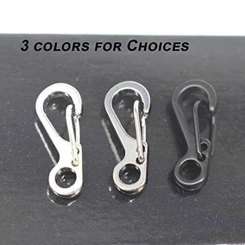 Bytiyar 12 Pcs Mini Sf Carabiner Clips With Metal Spring Wiregate Hook And Little Eye Hole For Keychain Key Paracord Backpack Clasps Tractical Kit Accessory, Black #TOP6