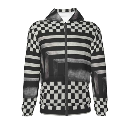 3D Vortex Optical Illusion Square Kids Pullover Hoodies Boys Zip Up Sweatshirts Girls Athletic Clothes with Pocket2