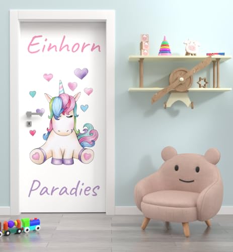 MyMaxxi Türtapete selbstklebend - Einteilige Türfolie 90x200 cm - Motiv: Prinzessin Einhorn Türklebefolie zum verschönern & bekleben der Tür - Türaufkleber aus Klebefolie