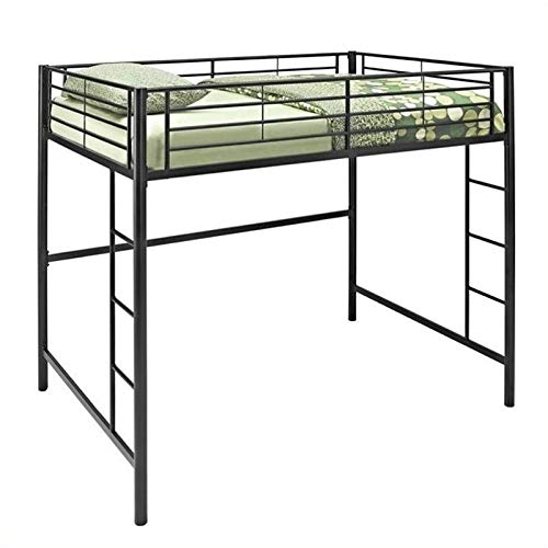 Pemberly Row Metal Full/Double Kids Teen Loft Bunk Bed in Black Finish