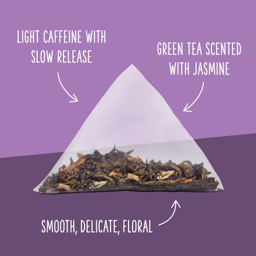 Two Leaves And A Bud Jasmine Petal Green Tea, Whole Leaf Green Tea In Eco-Friendly Unwrapped Sachets, Compostable Sachets And Resealable Bag, Dried With Jasmine Petals, 50 Sachets (Pack Of 1) #TOP2