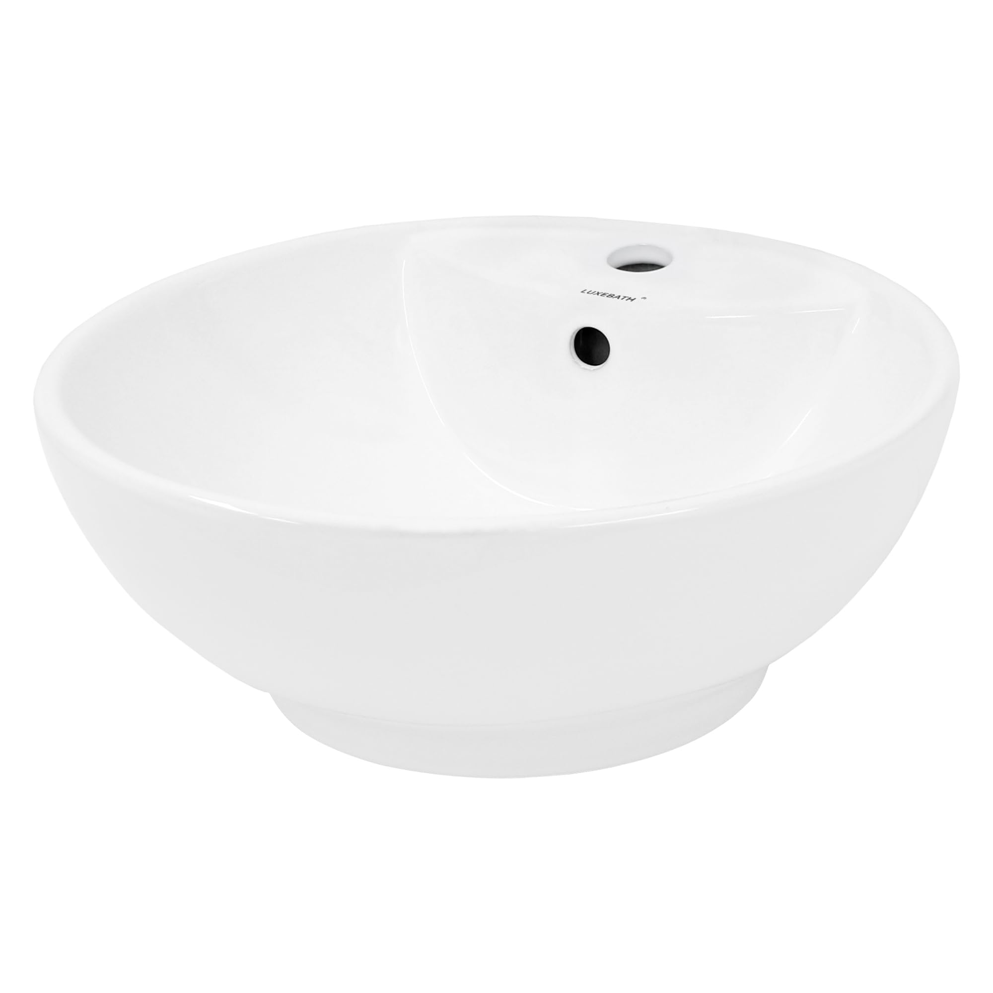 LuxeBath Design umywalka podumywalkowa ceramiczna okragla biala Ø455x185 mm elegancka umywalka nablatowa reczna wodospadowa nowoczesna trwala latwa w czyszczeniu do lazienki i toalety goscinnej