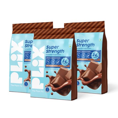 Image of PLIX THE PLANT FIX Super Strength Fermented Yeast Protein- 3 kg | Easy to Digest | 24g Protein /Serve | PDCAAS of 1 | 6.8 - BCAA | Milk Chocolate Flavour (Pack of 3)