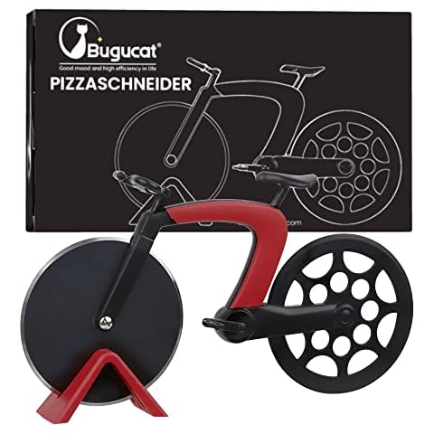Bugucat Fahrrad Pizzaschneider, Pizza Cutter Pizza Schneider aus Antihaft Edelstahl Cover
