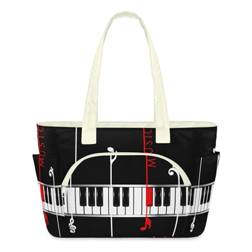 Sac matelassé clavier de piano musical pour femme - Grand sac léger zippé à bandoulière
