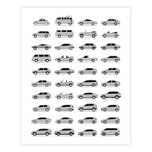 Custom Car Posters ��� �t�H���N�X���[�Q���x�X�g (Volkswagen Best) �i���ʐ}�jVW�̐���̗��j�Ɛi���̃x�X�g��`�����|�X�^�[�E�H�[���A�[�g���� �� 40 x 50 cm �Z�~�O���X�v�����g�i�t���[���Ȃ��j