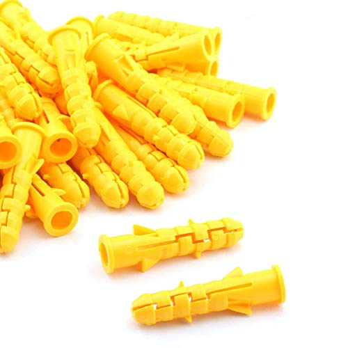 Lind Kitchen 100pcs M6x40 Plastic Expansion Pipe Column Anchor Wall Plug Frame Fixings Expansion Tube