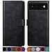 Produktbild SUANPOT [RFID Schutz] für Google Pixel 6A Hülle PU Leder Handyhülle Lederhülle Klapphülle Kartenfach Flip Cover für Pixel 6A Handy hülle Leather Wallet Phone Case (Schwarz)