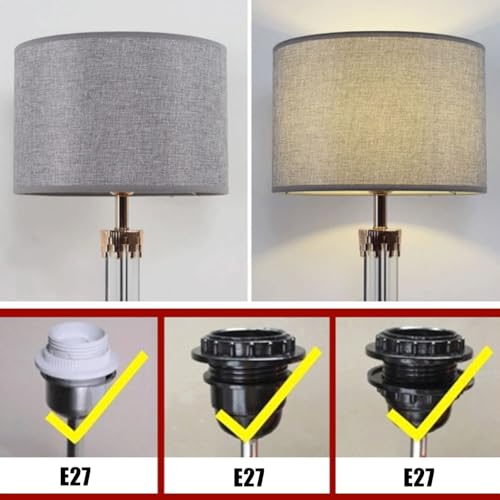 bangminda Cylindrical Fabric Light Shade for Ceiling Lamp Replacement Lamp Shade E27 Linen Shade for Table Lamp Floor Lamp Pendant Lamp 30x30x20cm (Grey) - Image 5