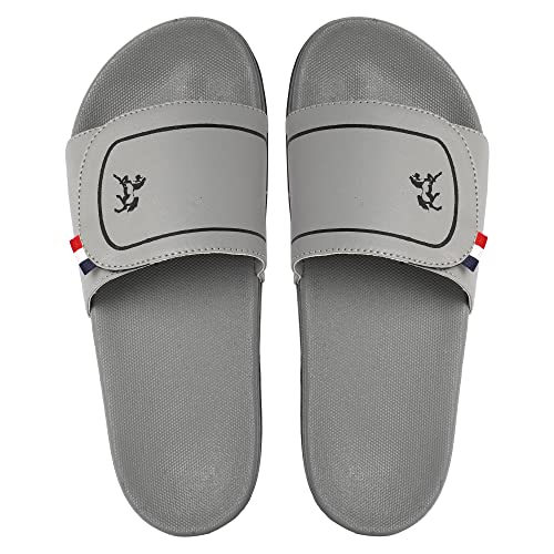 Image of PERY-PAO Mens Stylish Sliders Grey, Sky Blue, Black, White, peach, Neon Green, Olive Green Boys Slippers