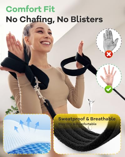 Wonderful Day 2PCS Pilates Straps for Reformer, Comfortable Enhanced Thickness, Fitness D-Ring Double Loop Exercise Straps for Home Gym Workout (Black) - Image 5