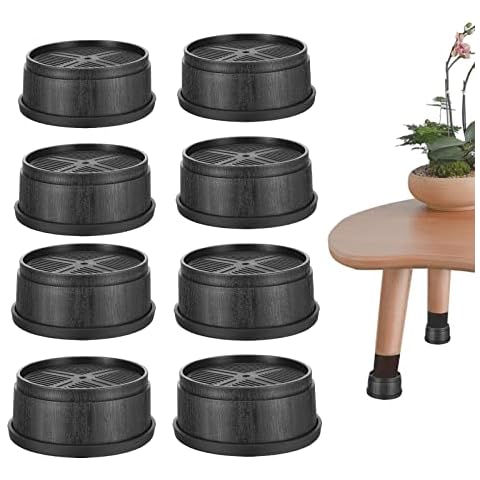 Coptiner 8 PCS Adjustable Furniture Risers Heavy Duty Stackable Bed Risers with Rubber Pads 1.5" 3" 4.5" 6" Lift Height Space Table Chair Sofa Riser Furniture Lift Pads Support Up to 1000kg Cover