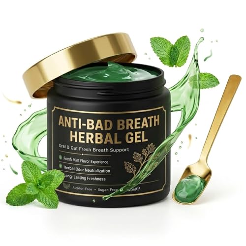 Anti-Bad Breath Herbal Gel Bad Breath Treatment for Adults Natural Internal Deodorant for Adults with Parsley Green Tea Chlorophyllin Mint Flavor 150g