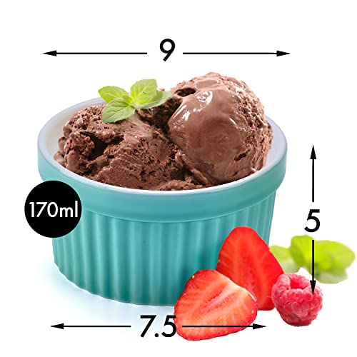 Dimono® Dessert Bowls Creme Brulee Soufflé Moulds, Casserole Dishes with 170 ml for Desserts, Muffins, Pies, Set of 8 (Turquoise) - Image 6