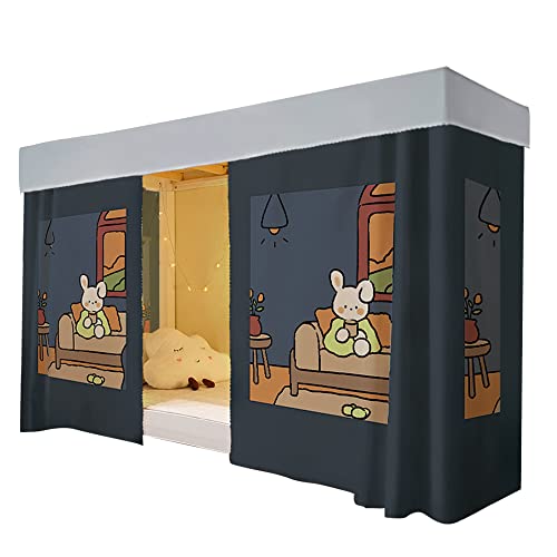 Image of Cute Bottom Bunk Bed Curtain Student Dormitory Blackout Cloth Mosquito Nets Bedding Tent Bed Canopy Single Sleeper, Rabbit Pattern
