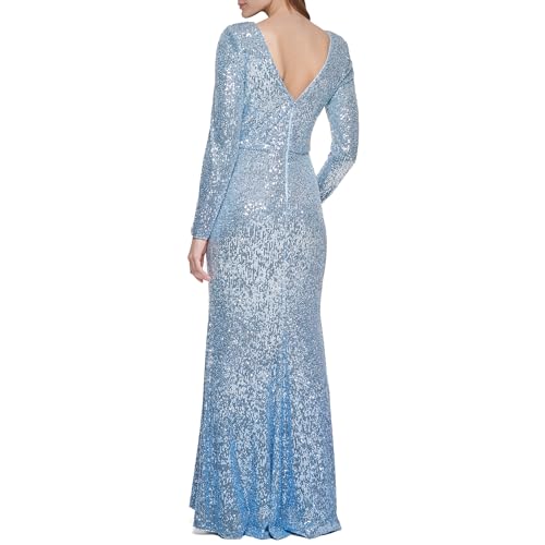 Image of Eliza J Women's Long Sleeve Boat Neck Ombre Sequin Gown