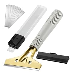 Flintronic Raschietto Vetroceramica con 10 Lame in Acciaio al Carbonio, Detergente per Vetri con Impugnatura Morbida, Raschietto Muro, per Colla, Colore, Decalcomanie, Piano Cottura e Forno, Ricambio