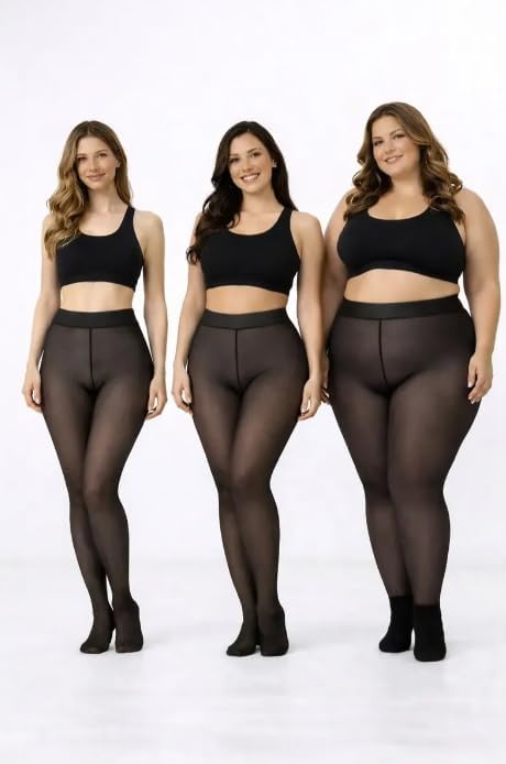 Meia Calça Térmica Feminina Peluciada Cintura Alta com Pezinho