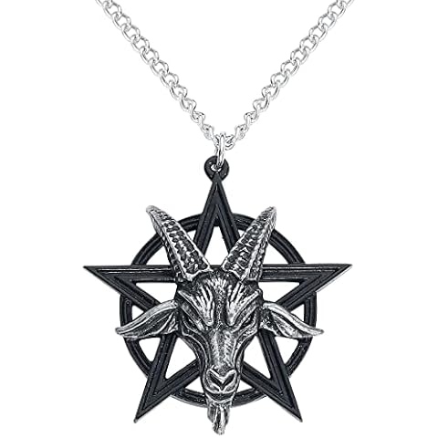 Colgante Baphomet Hombre Collar Negro/Plateado Peltre Cover