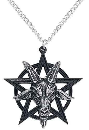 Alchemy Gothic Baphomet Pendant męski naszyjnik czarny/srebrny gotycki styl rockwear, Pewter