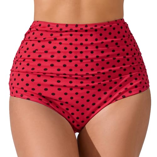 JOYBIK Women’s High Waisted Full Ruched Bikini Swim Bottoms Tummy Control Full Coverage Swimsuit...