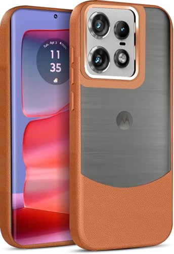 Image of MINTZZ Moto Edge 50 Pro Back Cover, Leather Design, Protective Cover with Camera Lens Protection, Premium Grip & Slim Fit Durable, Edge 50 Pro Case (Brown, Moto Edge 50 Pro)