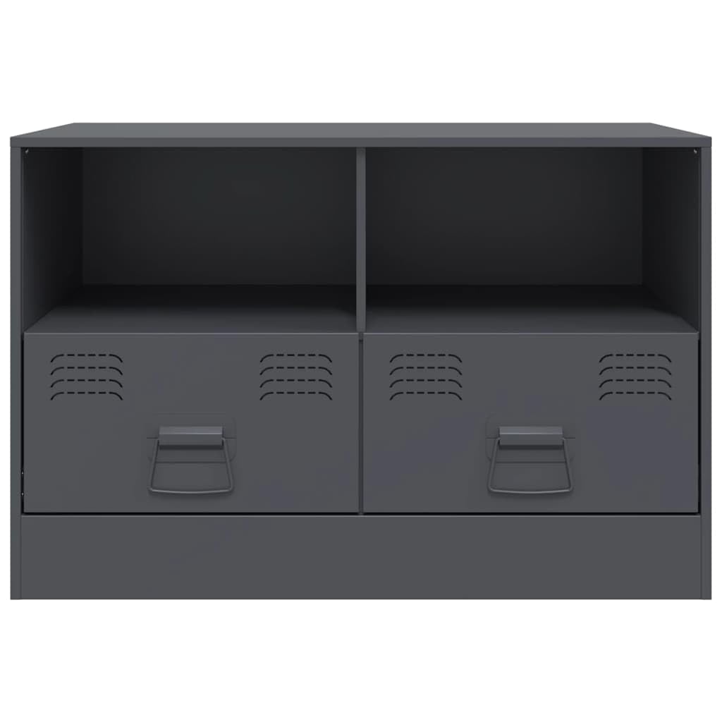 Genérico - Mueble para TV (acero laminado frío, 2 puertas, 67 x 39 x 44 cm), color gris | Gran espacio de almacenamiento, fácil de limpiar, asas prácticas, diseño estable