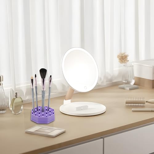 Make up Pinsel Reiniger, 3 in 1 Silikon Pinselreiniger Make Up zum Reinigen, Trocknen und Aufbewahren, Tragbare Pinsel Reinigungsmatte für Kosmetikpinsel und Make-up-Schwamm (Lila)