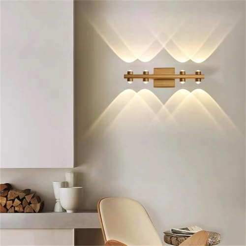 Image of Groeien 8 LED Golden 8 watt Up /Down Wall Sconce Bathroom Vanity Indoor Outdoor Light Fixtures for Mirror, Hallway,Bedroom,Indoor Wall Light(DualArc-8LED)