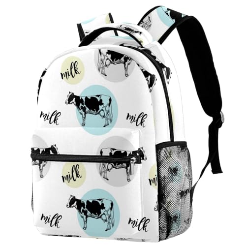 Sac à dos d'école robuste anti-stress pour ados avec motif vache colorée