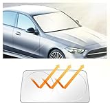 OFBAND Car Shade Front Windshield,UV Blocker&Heat Isolation Self-Retracting Windshield Sun Shade,5-Layer Composite Automotive Glass Cover Car Interior Protector (M(59.1''*27.6''))