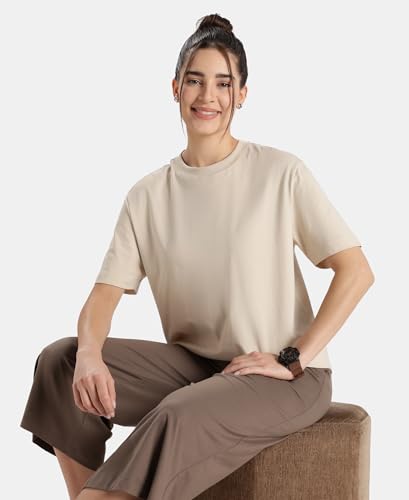 Image of Jockey A159 Women Super Combed Cotton Rich Oversized T-Shirt with Side Slits