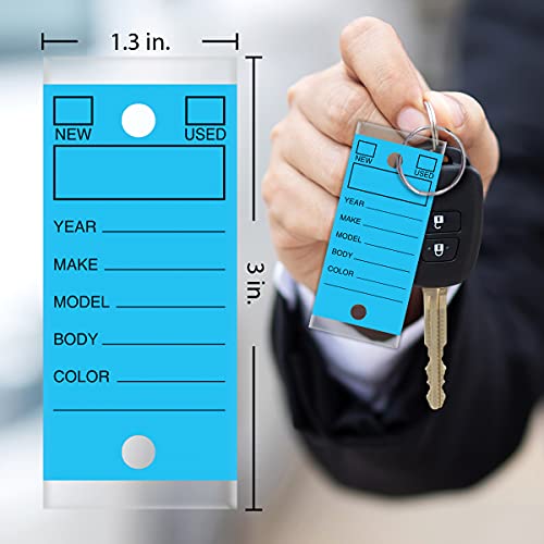 Image of Versa-Tags Blue Self-Protecting Key Tags with Chrome-Plated Split Rings, 1000 Count Automotive Dealership Key Tags for Car Truck RV Inventory & Service Organization