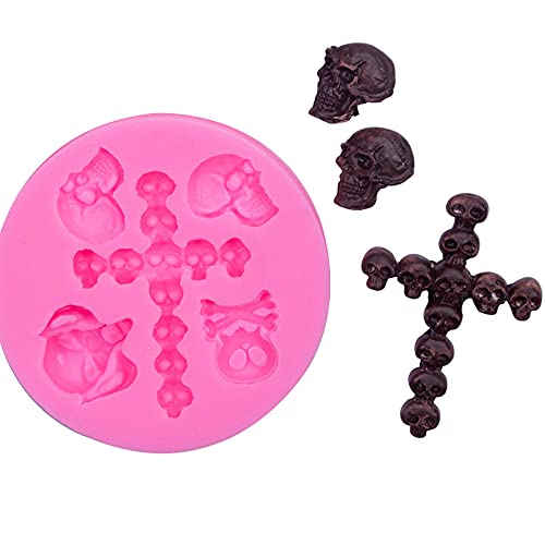 3Pcs Halloween Silicone Molds, Halloween Chocolate Candy Mold Silicone Fondant Molds For Cake Cupcake Toppers Decorating Tools, Gum Paste Polymer Clay Epoxy Resin Mold, Skulls, Pumpkin, Spider, Castle #TOP3