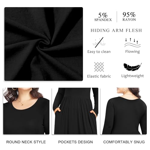 POPYOUNG Plus Size Maxi Dresses for Curvy Women Long Sleeves Casual Fall Long Dress with Pockets4