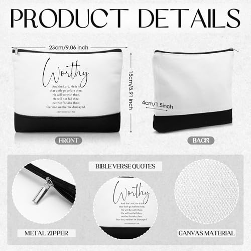 Kacctyen 20 Pcs Christian Gift for Women Bulk 10 Inspirational Religious Canvas Makeup Bag 10 Mini Christian Compact Mirrors Religious Gifts for Women Pastor Wife Church Bible Study(Bible Verse)2