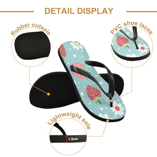 CEBUGI Unisex Flip Flop -Flat Sandal -NonSlip Couple Slippers -Natural Rubber Foam Soles Ultimate Comfort and Durability for Indoor Outdoor|Retro Strawberry2
